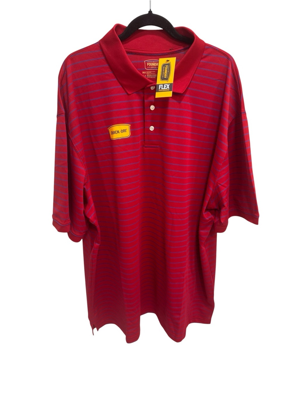 FOUNDRY BIG & TALL EVERYDAY CASUAL EASY CARE POLO RED STRIPE MENS 3XL NWT